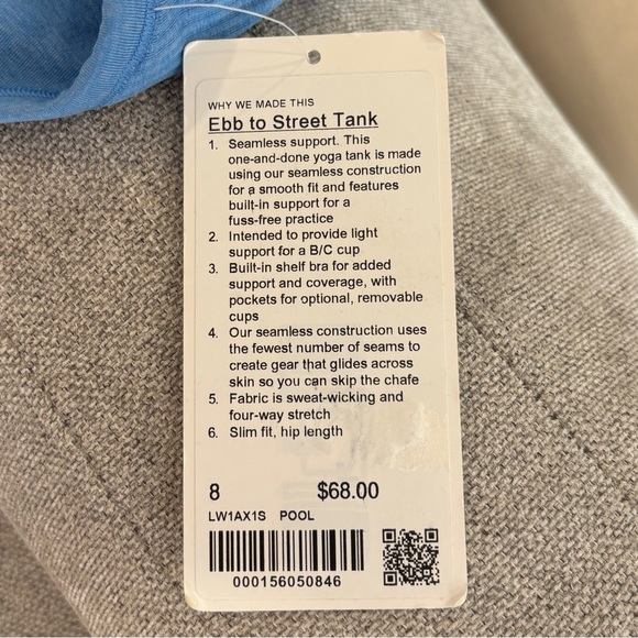 NWT Lululemon Ebb To Street Tank Top In Pool Party Size 8 - Picture 4 of 5